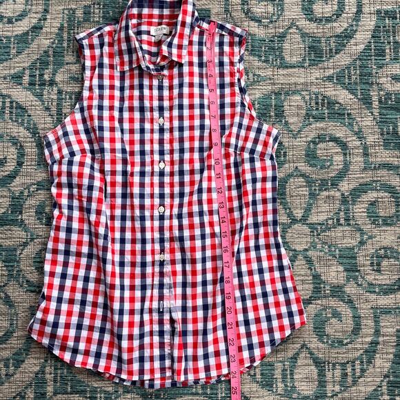 J. Crew Re-imagined Gingham Sleeveless Button-Up Top - Size XS - Picture 8 of 10
